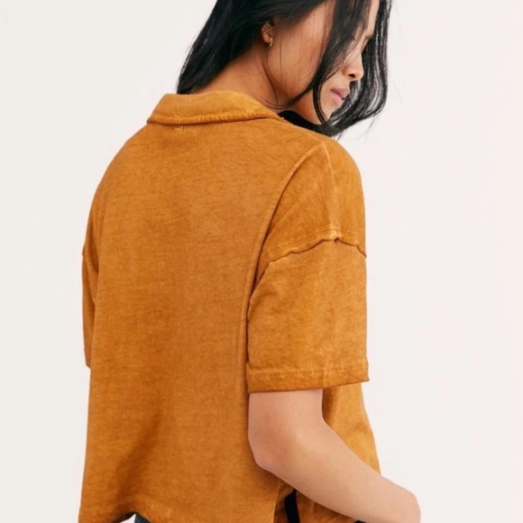 Free People Short Sleeves Button Up Cropped Top - Picture 2 of 4